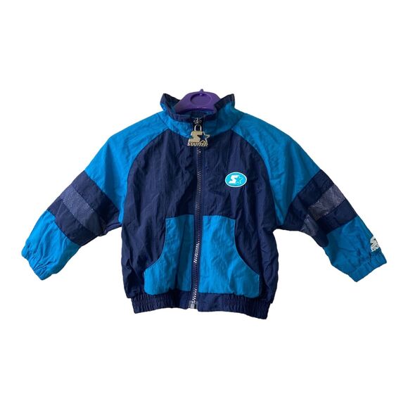 Boys Size 12 Months Windbreaker Jacket Starter Blue Vintage Full Zip - Picture 1 of 10